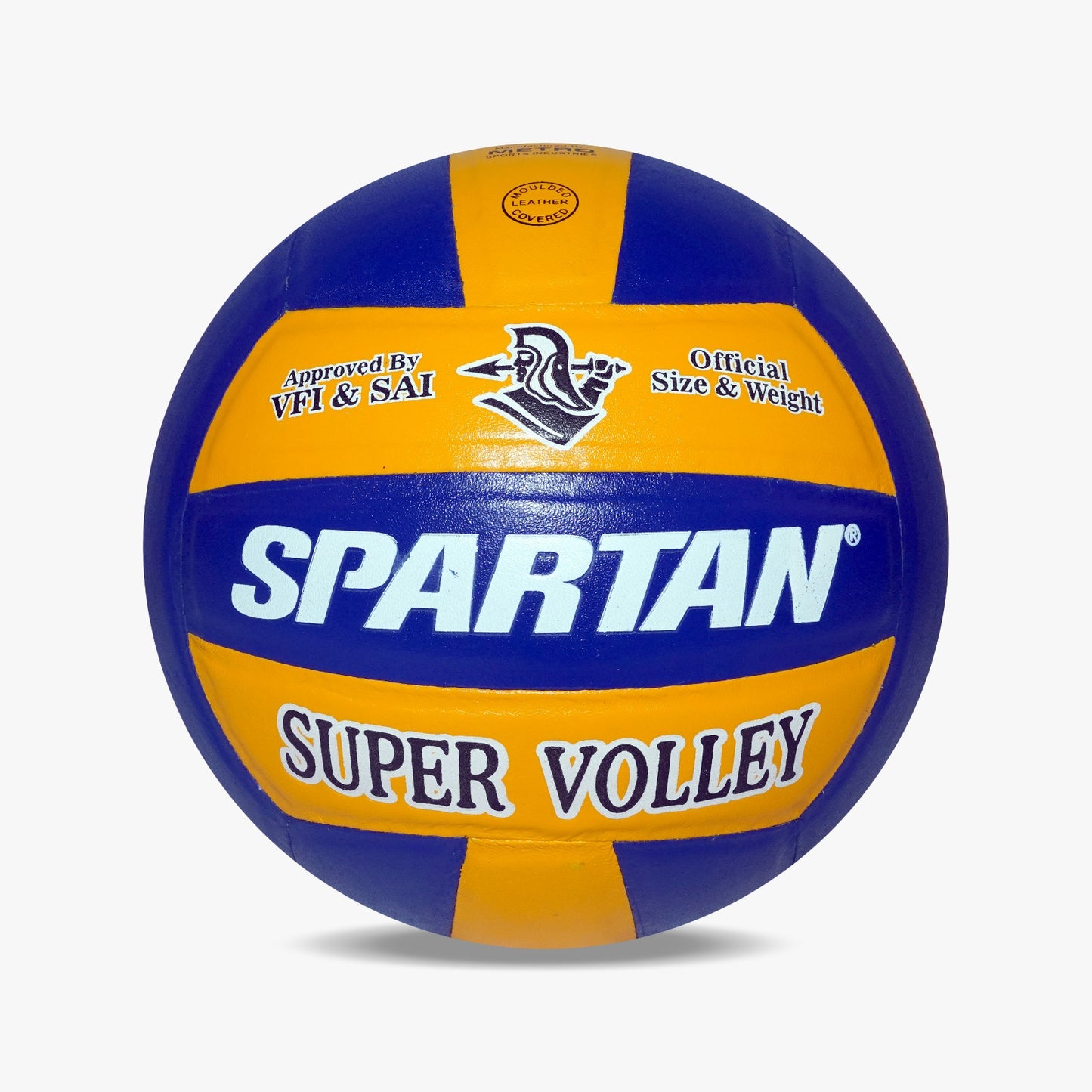 Spartan Super Volley Leather Pasted Rubber Moulded Volleyball Size 3,4, Durable, 18 Panel (yellow blue) Lightweight, Waterproof, Training, Match, Practice, Beach Play, for all seasons youth, adult