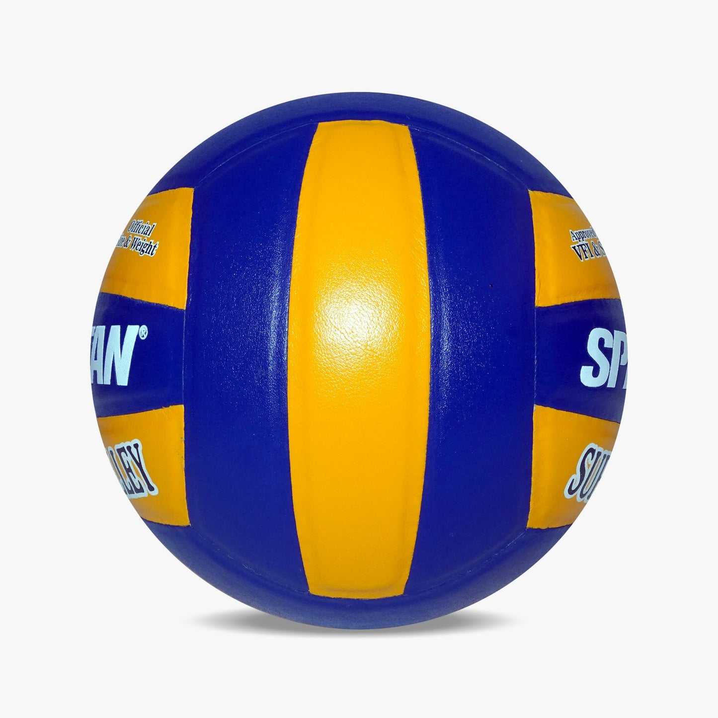 Spartan Super Volley Leather Pasted Rubber Moulded Volleyball Size 3,4, Durable, 18 Panel (yellow blue) Lightweight, Waterproof, Training, Match, Practice, Beach Play, for all seasons youth, adult