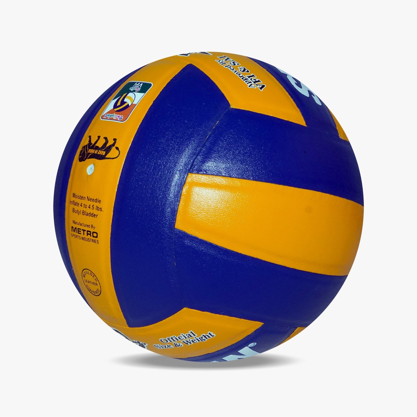 Spartan Super Volley Leather Pasted Rubber Moulded Volleyball Size 3,4, Durable, 18 Panel (yellow blue) Lightweight, Waterproof, Training, Match, Practice, Beach Play, for all seasons youth, adult