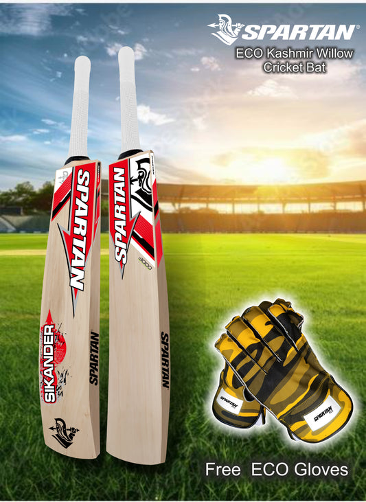 Spartan ECO Kashmir Willow Cricket Bat with Eco Gloves
