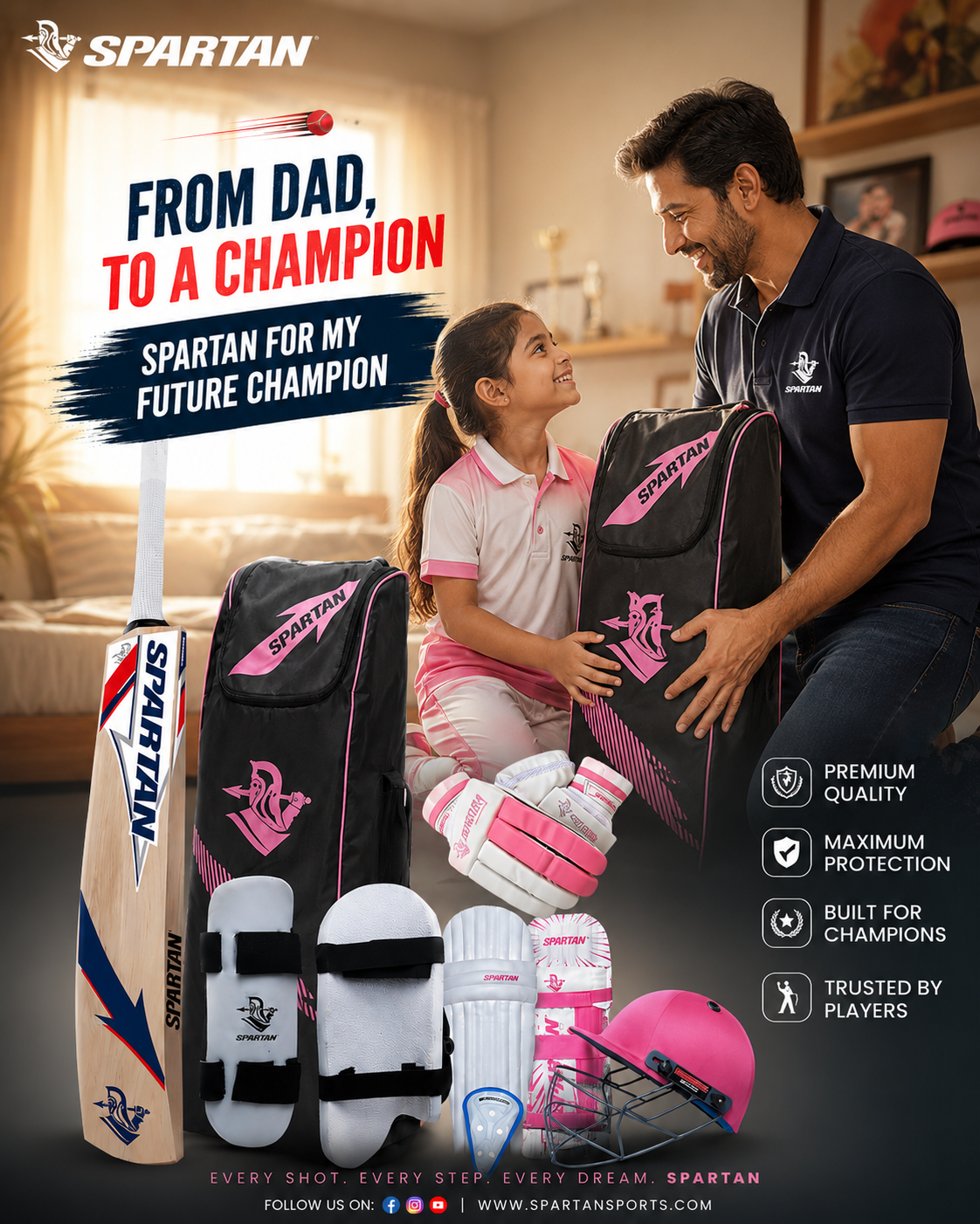 Spartan Size 3 Kashmir Willow Cricket Kit (Age 7–9 Years) – Complete Junior Cricket Set