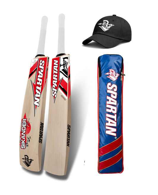 Spartan Sikander 2000 Kashmir Willow Cricket Bat Full Size | Chris Gayle Edition | Lightweight Hard Tennis & Leather Ball Bat | Thick Edges | Free Spartan Cap & Bat Cover