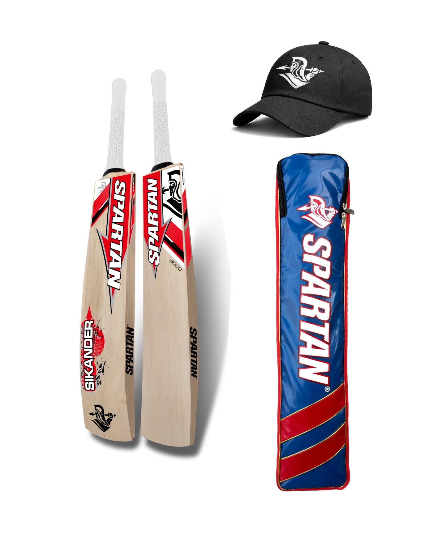 Spartan Sikander 3000 Kashmir Willow Cricket Bat Full Size | ightweight Hard Tennis & Leather Ball Bat | Thick Edges | Free Spartan Cap & Bat Cover